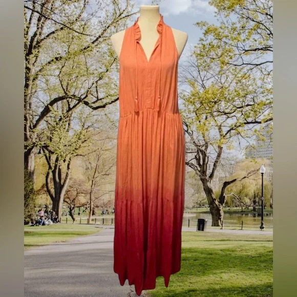 Torrid Challis Ombré Red Tiered Maxi Dress Size 1  1X NWT - Picture 2 of 16